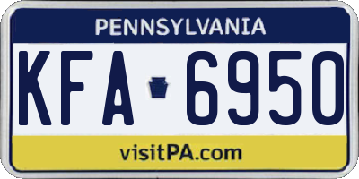 PA license plate KFA6950