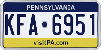 PA license plate KFA6951