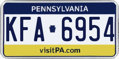 PA license plate KFA6954