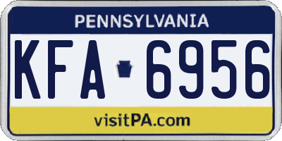 PA license plate KFA6956