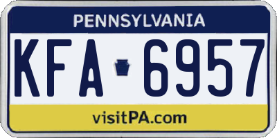 PA license plate KFA6957