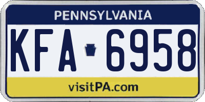 PA license plate KFA6958