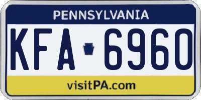 PA license plate KFA6960