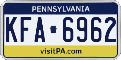 PA license plate KFA6962