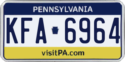 PA license plate KFA6964
