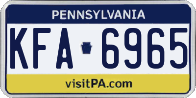 PA license plate KFA6965