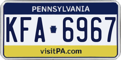 PA license plate KFA6967
