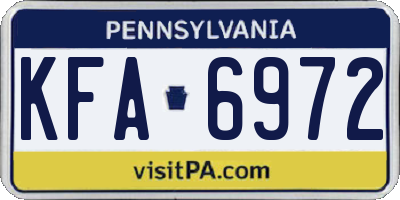 PA license plate KFA6972