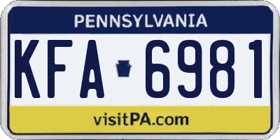 PA license plate KFA6981