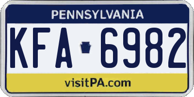 PA license plate KFA6982