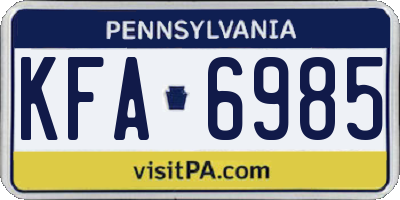 PA license plate KFA6985