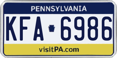 PA license plate KFA6986