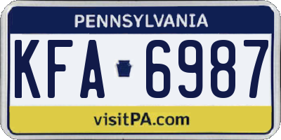 PA license plate KFA6987