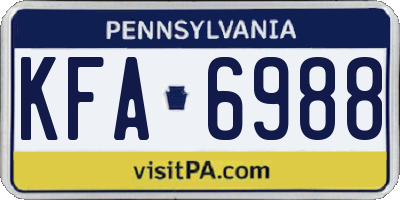 PA license plate KFA6988