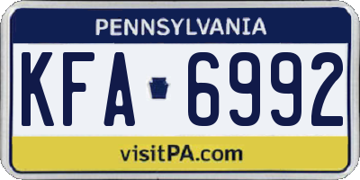 PA license plate KFA6992