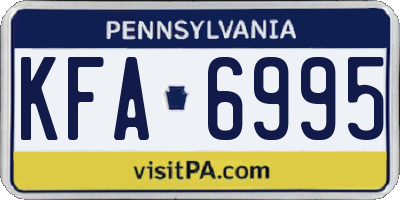 PA license plate KFA6995
