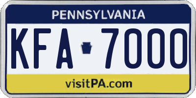 PA license plate KFA7000