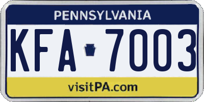 PA license plate KFA7003