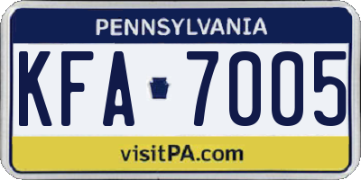 PA license plate KFA7005
