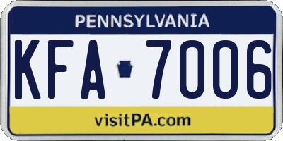 PA license plate KFA7006