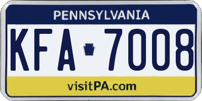 PA license plate KFA7008
