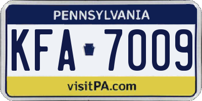 PA license plate KFA7009