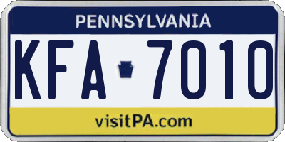 PA license plate KFA7010