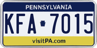 PA license plate KFA7015