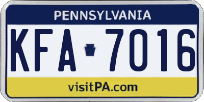 PA license plate KFA7016
