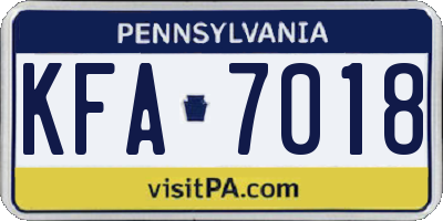 PA license plate KFA7018