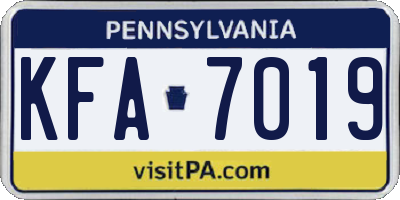 PA license plate KFA7019