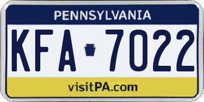 PA license plate KFA7022
