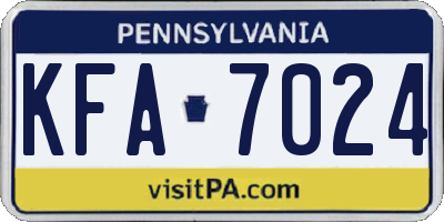 PA license plate KFA7024