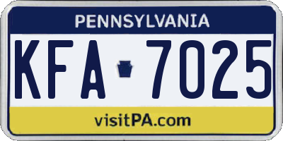 PA license plate KFA7025