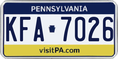 PA license plate KFA7026