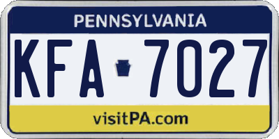 PA license plate KFA7027