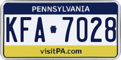 PA license plate KFA7028