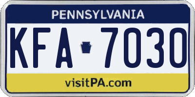 PA license plate KFA7030