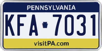 PA license plate KFA7031