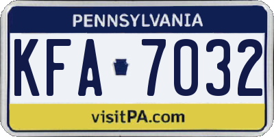 PA license plate KFA7032