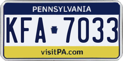 PA license plate KFA7033