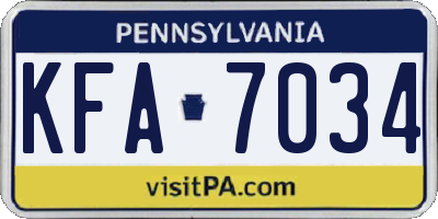PA license plate KFA7034