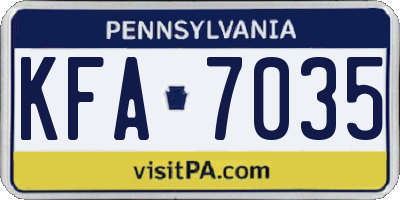 PA license plate KFA7035