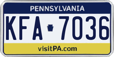 PA license plate KFA7036