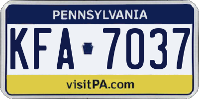 PA license plate KFA7037