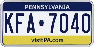PA license plate KFA7040