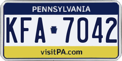 PA license plate KFA7042