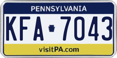 PA license plate KFA7043