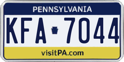 PA license plate KFA7044