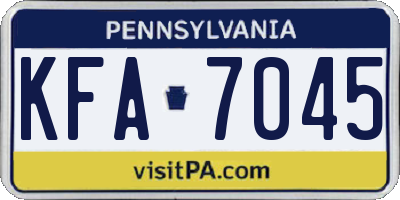 PA license plate KFA7045